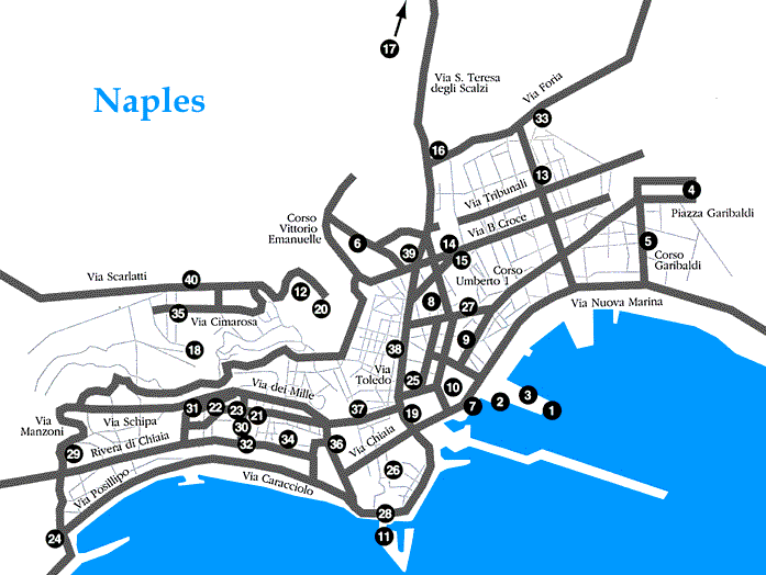 Kaart-Plattegrond van Napels in Italie